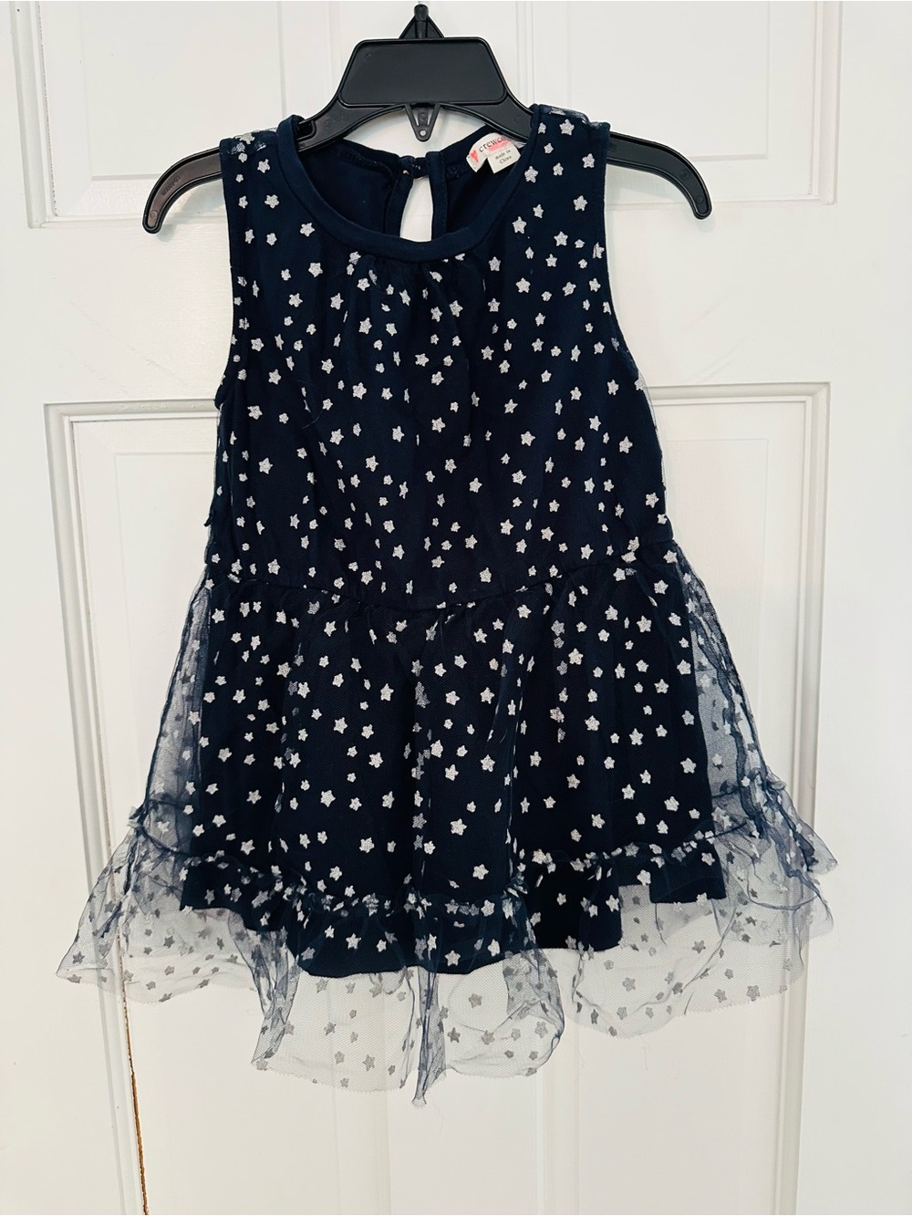 Crewcuts Navy Blue & Silver Star Tulle Dress Sz 2